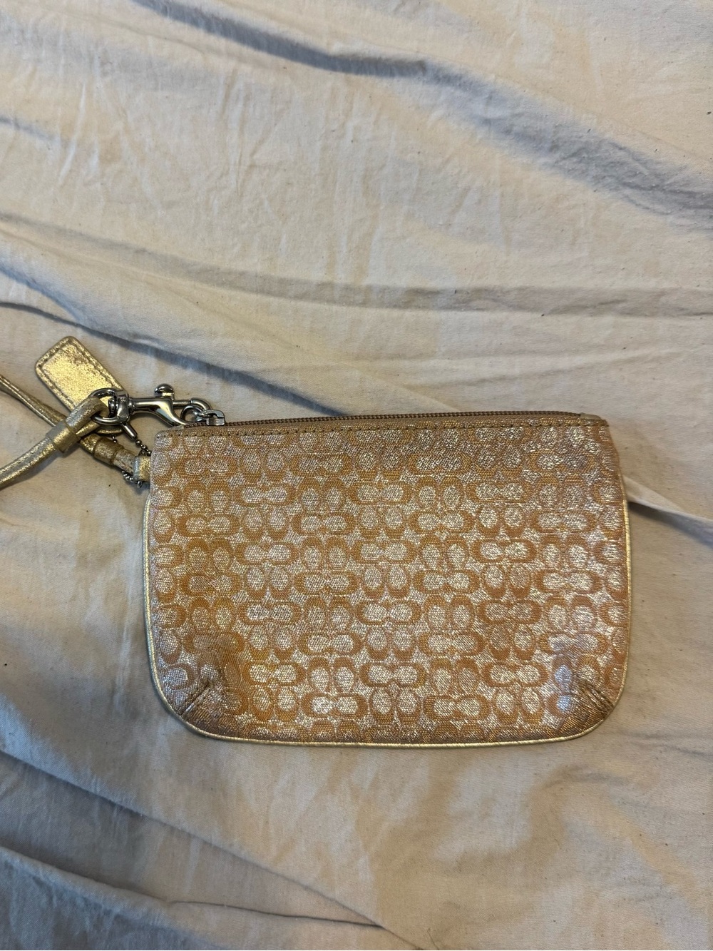 Coach Metallic Gold Signature Wristlet Clutch